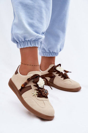 Sneakers Stilvollllschuhe Feminin mit schönen Details Beige Lelora 2