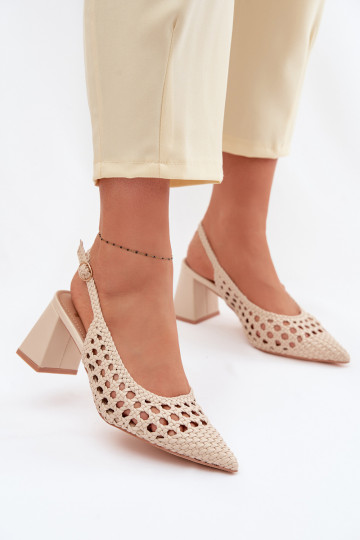 Kedira sandfarbene High Heels mit Mustern für Damen 2