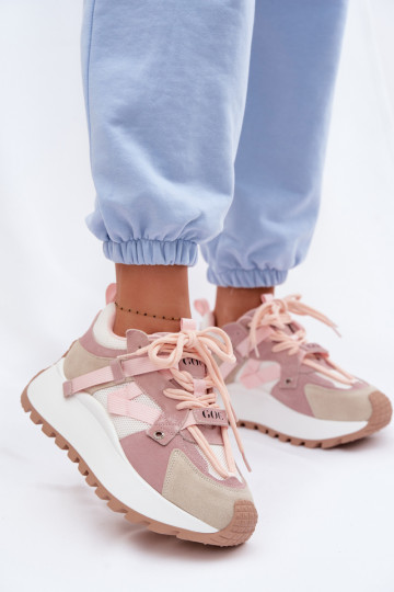 GOE TT2N4022 rosa Wildlederschuhe für Damen mit Plattform 2