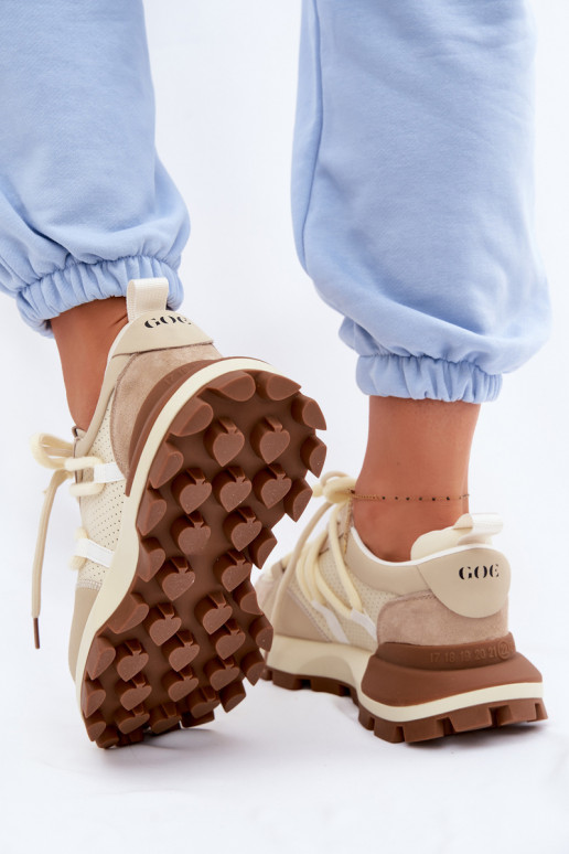 Haut aus INildleder Sneakers Stilvollllschuhe Feminin GOE TT2N4021 Beige