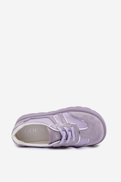 aus INildleder Sneakers Stilvollllschuhe mit einer Plattform GOE TT2N4054 Violette Farbe