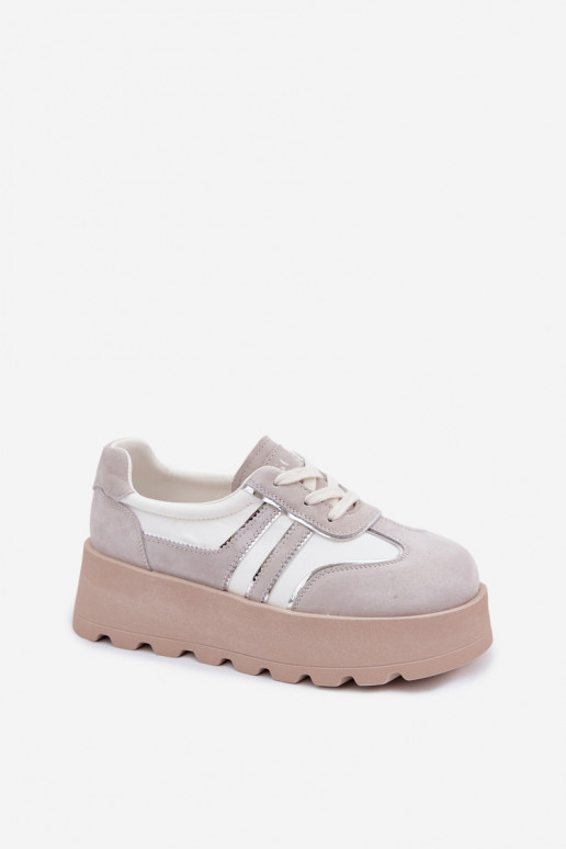 aus INildleder Sneakers Stilvollllschuhe mit einer Plattform GOE TT2N4052 Zueiße Farbe