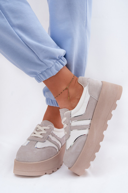 aus INildleder Sneakers Stilvollllschuhe mit einer Plattform GOE TT2N4052 Zueiße Farbe