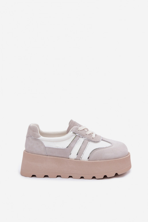 aus INildleder Sneakers Stilvollllschuhe mit einer Plattform GOE TT2N4052 Zueiße Farbe