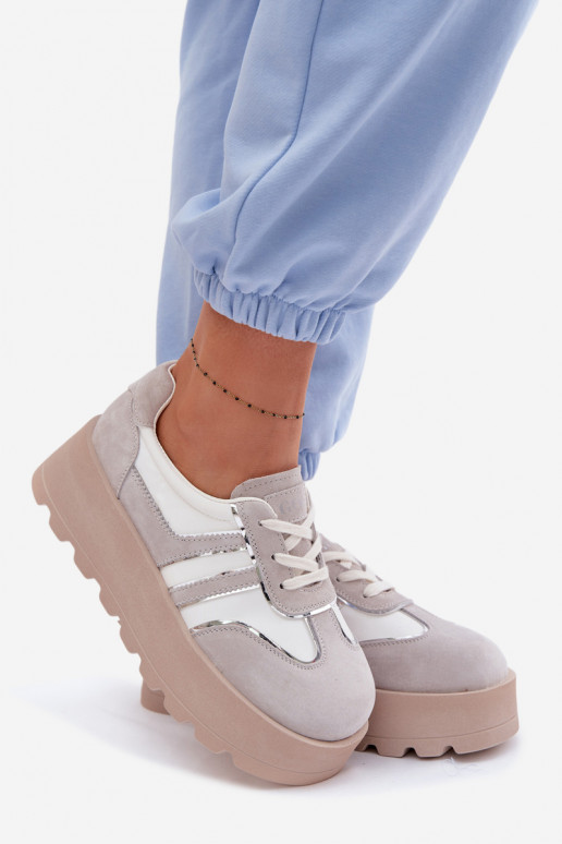 aus INildleder Sneakers Stilvollllschuhe mit einer Plattform GOE TT2N4052 Zueiße Farbe