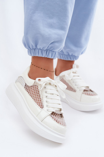 GOE TT2N4010 weiße Lederschuhe für Damen mit Dekoration 2