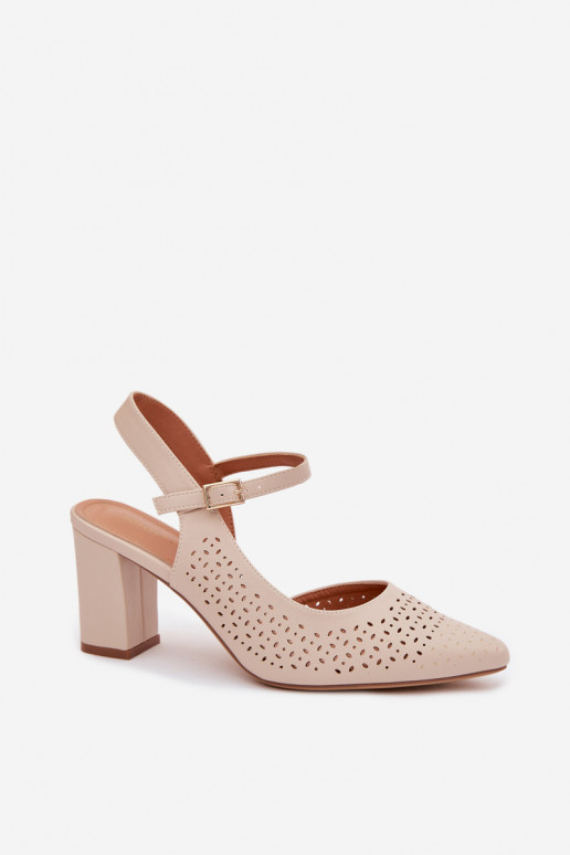 Durchbrochene Sandalen mit Absätzen Sergio Leone SK447 elfenbeinfarbe