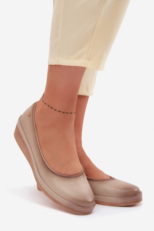 Haut Schuhe Feminin mit einer Plattform Vinceza 39987 Beige