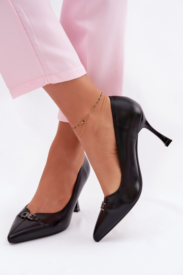 hochhackige Schuhe Mit Dekorationen Detalem Vinceza 62291 schZuarze Farbe