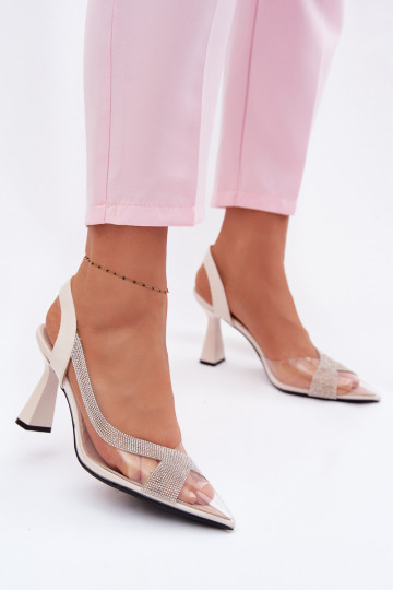 Durchschauen Sandalen mit blitzenden Augen mit Absätzen Vinceza 62282 elfenbeinfarbe 2