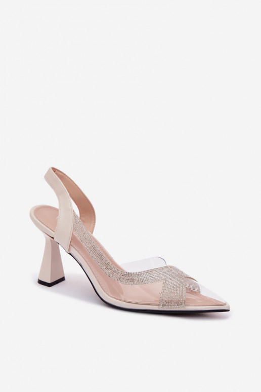 Durchschauen Sandalen mit blitzenden Augen mit Absätzen Vinceza 62282 elfenbeinfarbe