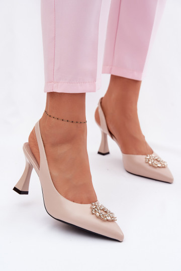 Vinceza 62277 sandfarbene High Heels mit Schmuck 2
