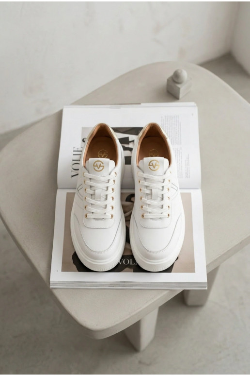 Leder Damen Sportschuhe mit Plateau Vinceza 39976 weiß