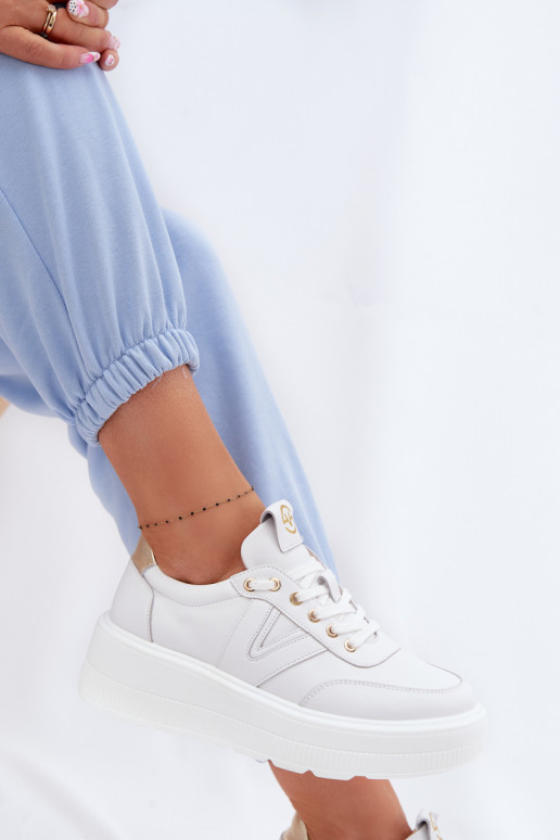 Leder Damen Sportschuhe mit Plateau Vinceza 39976 weiß