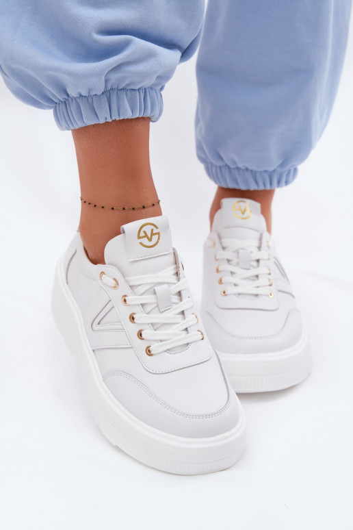 Leder Damen Sportschuhe mit Plateau Vinceza 39976 weiß
