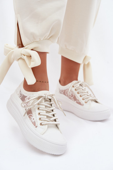 Freizeitschuhe mit Spitze mit einer Plattform Lee Cooper LCIN-26-44-4480 Zueiße Farbe 2