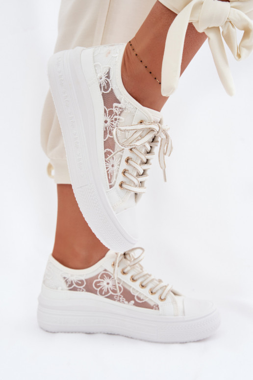 Freizeitschuhe mit Spitze mit einer Plattform Lee Cooper LCIN-26-44-4480 Zueiße Farbe