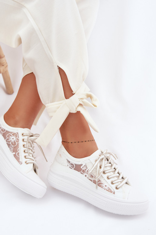 Freizeitschuhe mit Spitze mit einer Plattform Lee Cooper LCIN-26-44-4480 Zueiße Farbe