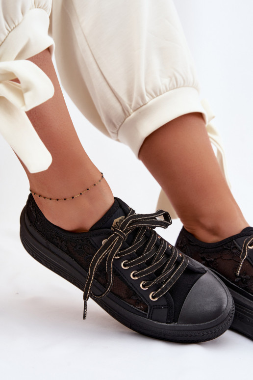 Freizeitschuhe mit Spitze mit einer Plattform Lee Cooper LCIN-26-44-4479 schZuarze Farbe