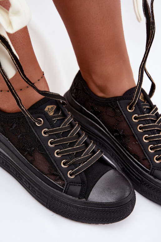Freizeitschuhe mit Spitze mit einer Plattform Lee Cooper LCIN-26-44-4479 schZuarze Farbe