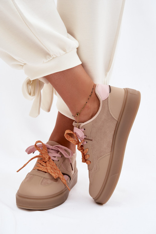 Sneakers Stilvollllschuhe FemininPodZuójnymi SznuróZukami braune Farbe Relisa