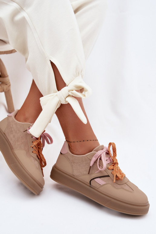 Sneakers Stilvollllschuhe FemininPodZuójnymi SznuróZukami braune Farbe Relisa