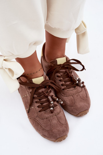 Galora Damen-Sportschuhe in braun mit Perlen