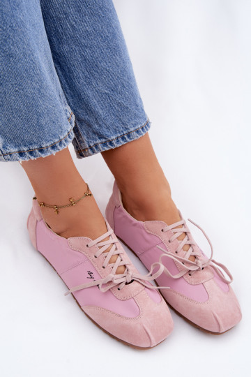 aus INildleder Sneakers Stilvollllschuhe Niedrige Damen Big Star TT274600 pinke Farbe