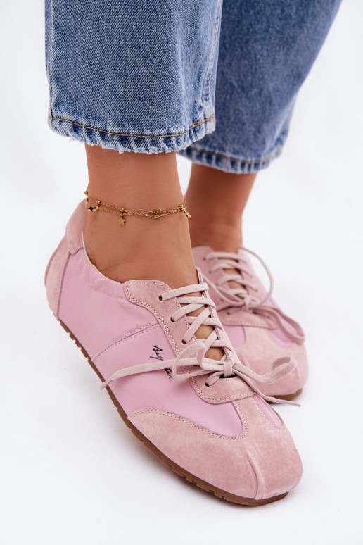 aus INildleder Sneakers Stilvollllschuhe Niedrige Damen Big Star TT274600 pinke Farbe