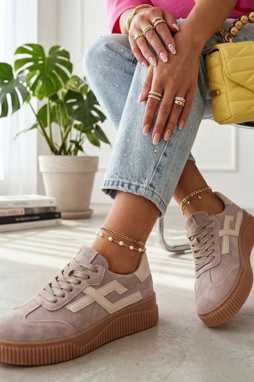 Beige Sportschuhe aus Naturleder Cambell