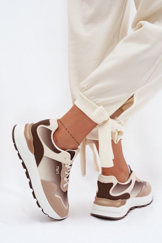 Sneakers Stilvollllschuhe Feminin mit einer Plattform braune Farbe Lelmira