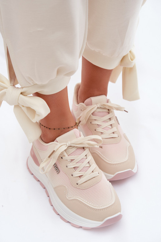 Sneakers Stilvollllschuhe Feminin mit einer Plattform Beige Lelmira