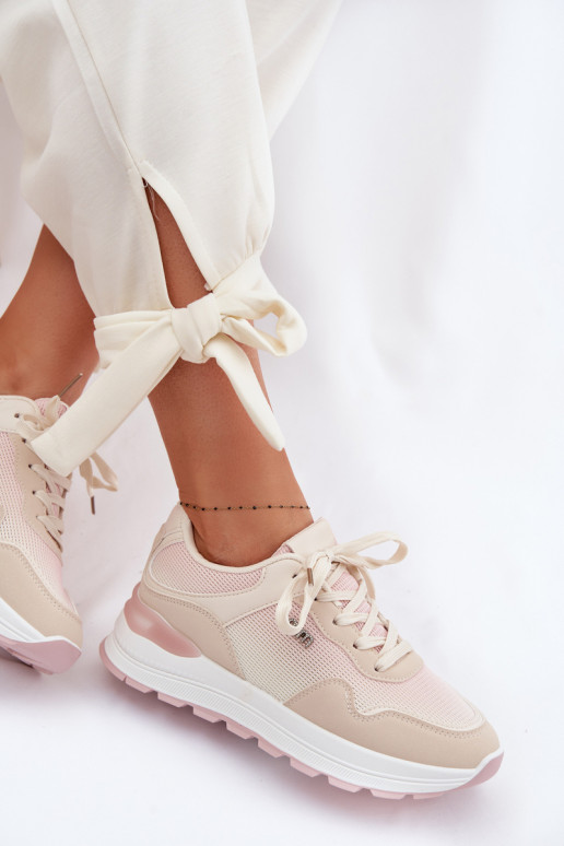 Sneakers Stilvollllschuhe Feminin mit einer Plattform Beige Lelmira