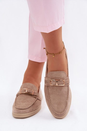 Damen Mokassins mit Schnallen in Beige Belinae