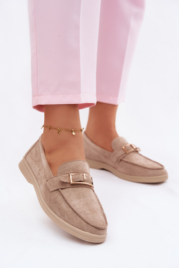 Damen Mokassins mit Schnallen in Beige Belinae 2