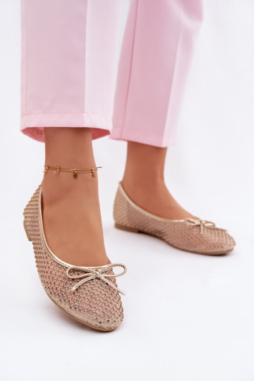 Netz Ballerinas Mit Dekoration Vinceza 62270 goldene Farbe
