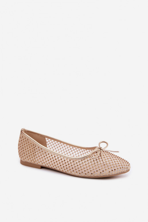 Netz Ballerinas Mit Dekoration Vinceza 62270 goldene Farbe