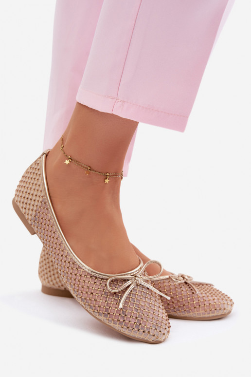 Netz Ballerinas Mit Dekoration Vinceza 62270 goldene Farbe