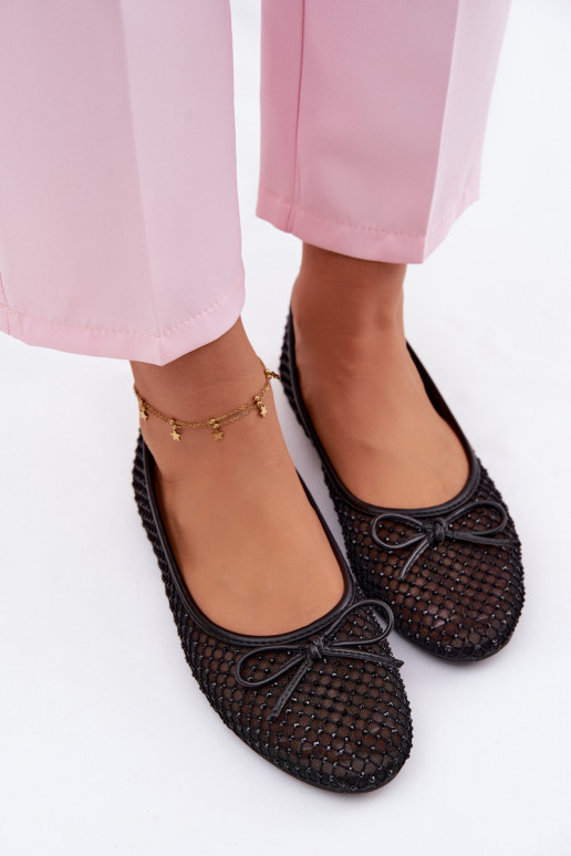 Netz Ballerinas Mit Dekoration Vinceza 62270 schZuarze Farbe