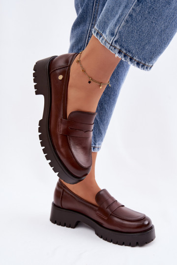 Haut Mokassins für Damen Vinceza 18125 braune Farbe