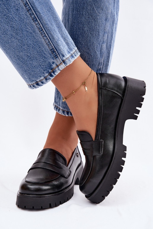 Haut Mokassins für Damen Vinceza 18125 schZuarze Farbe