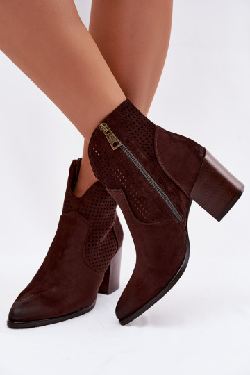 Damen Stiefeletten mit durchbrochenen Elementen Vinceza 58640 schokoladenfarbig