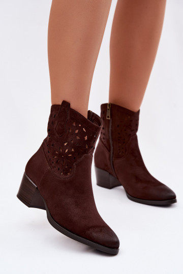 Durchbrochene Damen Stiefeletten mit Absätzen Vinceza 58452 schokoladenfarbig 2