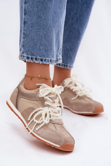 Wildleder Damen Sneakers im sportlichen Stil Big Star TT274677 sandfarben 2