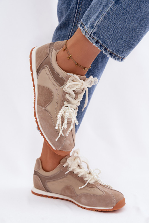 Haut aus INildleder Sneakers Stilvollllschuhe Feminin Big Star TT274677 Beige