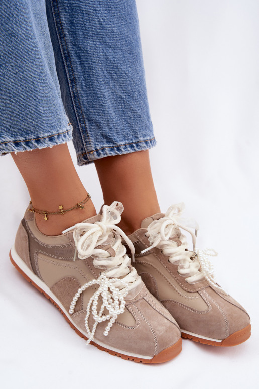 Haut aus INildleder Sneakers Stilvollllschuhe Feminin Big Star TT274677 Beige