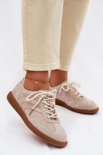 Wildleder-Sport-Schuhe für Frauen niedrig sandfarben Perinae
