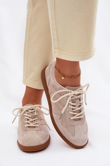 Wildleder-Sport-Schuhe für Frauen niedrig sandfarben Perinae 2