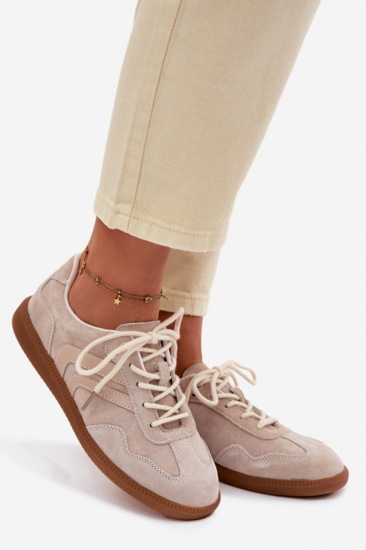 Haut aus INildleder Sneakers Stilvollllschuhe Damentief Beige Perinae