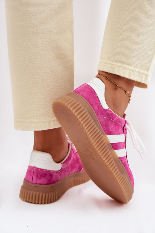 aus INildleder Sneakers Stilvollllschuhe Feminin mit einer Plattform pinke Farbe Es mussrisae